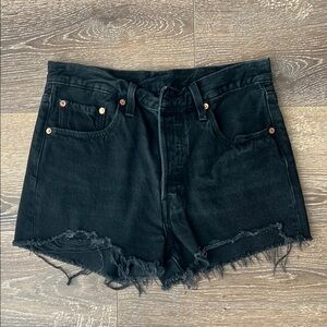 Levi's Black Jean Shorts Distressed